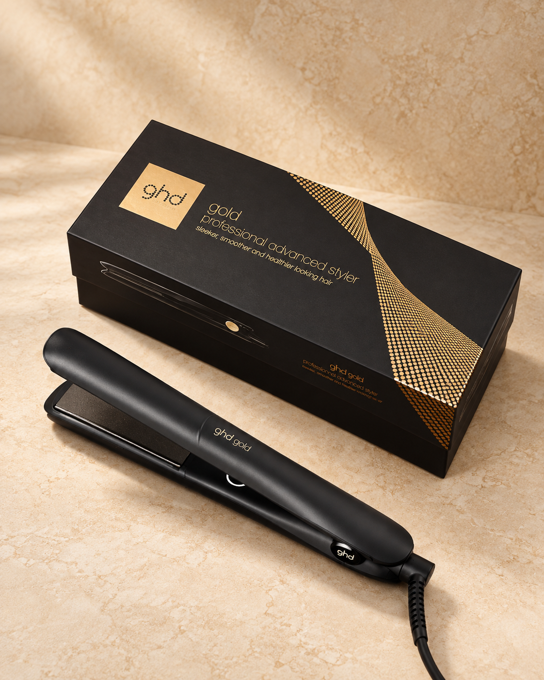 Žehlička ghd Gold s černým a zlatým balením